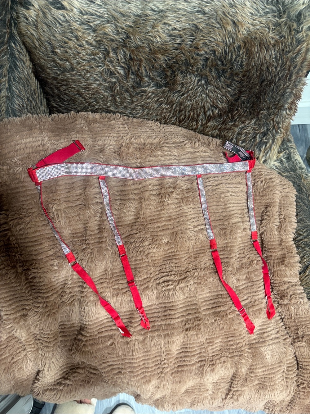 VS small Red Rhinestone Garter Belt - Sparkling Women's Accessory